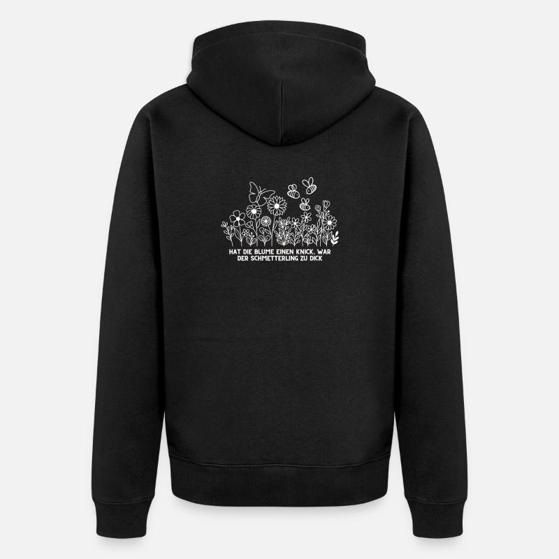 Hat die Blume einen Knick? - Unisex Premium Bio Zip Hoodie - Schwarz