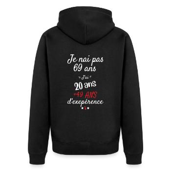 Je n'ai pas 69 ans cadeau d'anniversaire - Veste à capuche bio Premium Unisexe - noir - Dos - Nico (187cm)