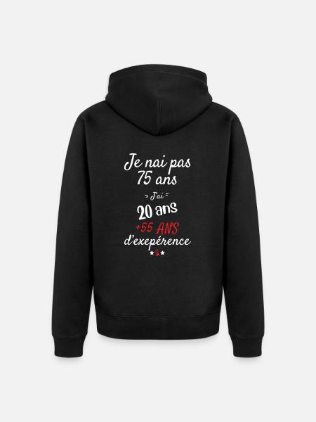Ik heb geen 75 jaar oud verjaardagscadeau - Uniseks Premium bio ziphoodie - zwart