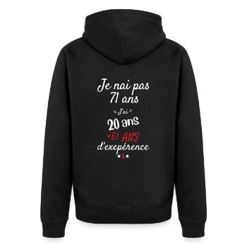 Je n'ai pas 71 ans cadeau d'anniversaire - Veste à capuche bio Premium Unisexe - noir - Dos - Nico (187cm)