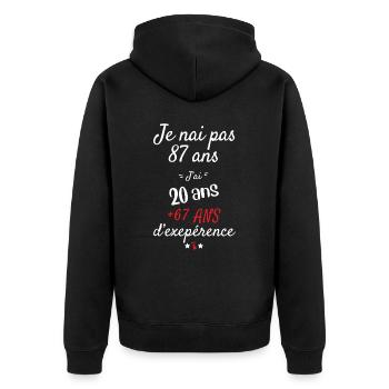 Ich habe kein 87 Jahre altes Geburtstagsgeschenk - Unisex Premium Bio Zip Hoodie - Schwarz - Hinten - Nico (187cm)