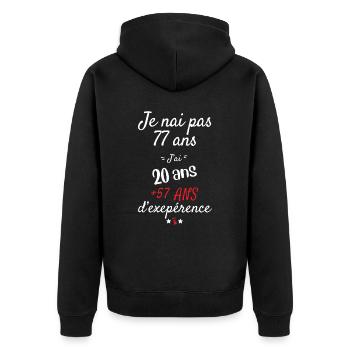 Ich habe kein 77 Jahre altes Geburtstagsgeschenk - Unisex Premium Bio Zip Hoodie - Schwarz - Hinten - Nico (187cm)