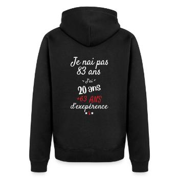Je n'ai pas 83 ans cadeau d'anniversaire - Veste à capuche bio Premium Unisexe - noir - Dos - Nico (187cm)