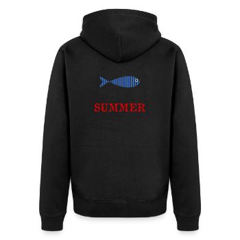 POISSON. POISSON D'AVRIL. VACANCES. ETE. HUMOUR - Veste à capuche bio Premium Unisexe - noir - Dos - Nico (187cm)