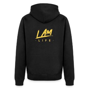 I am life zen motivation - Veste à capuche bio Premium Unisexe - noir - Dos - Nico (187cm)