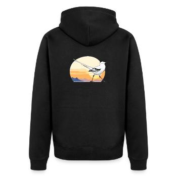 Vogel im Sonnenaufgang - Unisex Premium Bio Zip Hoodie - Schwarz - Hinten - Nico (187cm)