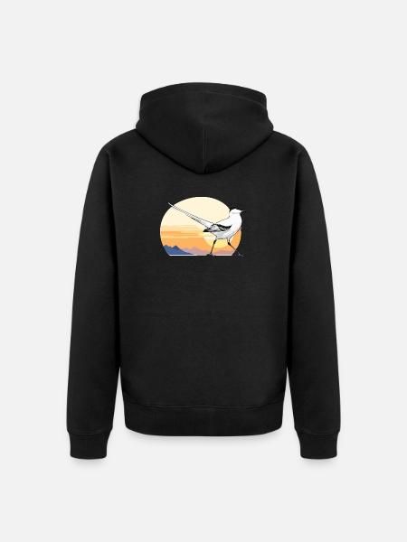Vogel im Sonnenaufgang - Unisex Premium Bio Zip Hoodie - Schwarz