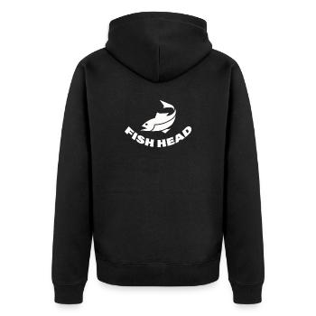 FISH HEAD - Unisex Premium Organic Zip Hoodie - black - Back - Nico (187cm)