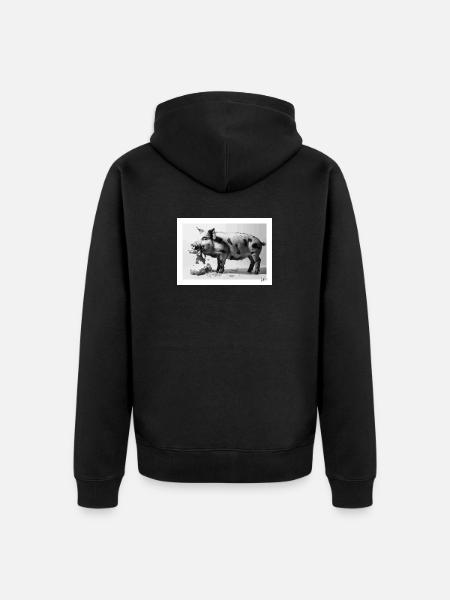 Schwein isst Salat - Unisex Premium Bio Zip Hoodie - Schwarz