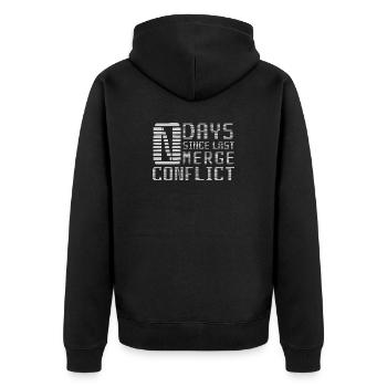 Merge Conflict Software Developer Developer geek - Unisex Premium Organic Zip Hoodie - black - Back - Nico (187cm)