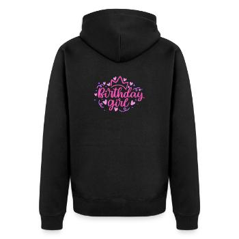 Anniversaire Girlie avec Couronne Coeur Confettis - Veste à capuche bio Premium Unisexe - noir - Dos - Nico (187cm)