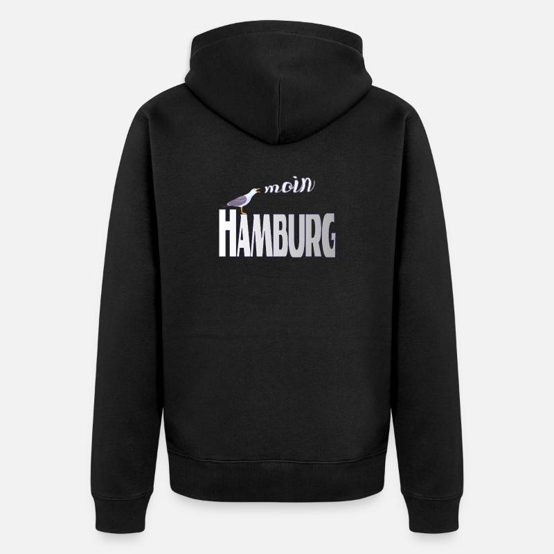 Hamburg Möwe & Moin Design - Unisex Premium Bio Zip Hoodie - Schwarz