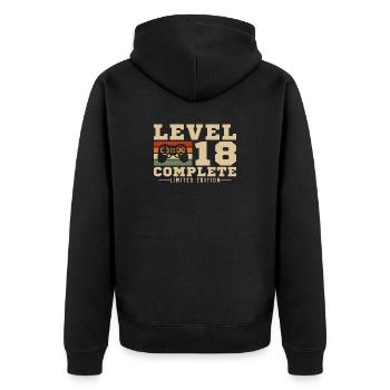 Level 18 Complete 18 Year Old Birthday Gift - Unisex Premium Organic Zip Hoodie - black - Back - Nico (187cm)
