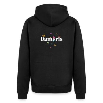 Beautiful girl's name with butterflies DAMARIS - Unisex Premium Organic Zip Hoodie - black - Back - Nico (187cm)