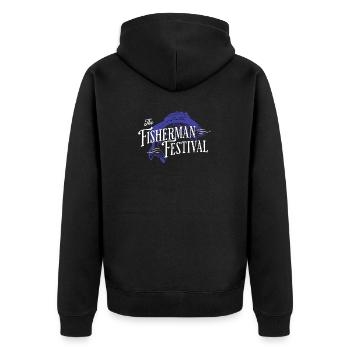 Fischerfest - Unisex Premium Bio Zip Hoodie - Schwarz - Hinten - Nico (187cm)
