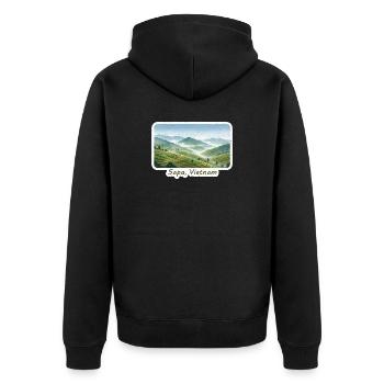 Sapa Terraces Vietnam - Unisex Premium Organic Zip Hoodie - black - Back - Nico (187cm)