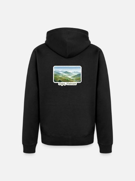 Sapa Terraces Vietnam - Unisex Premium Organic Zip Hoodie - black