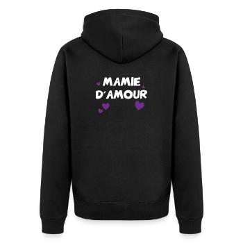 Mamie d'Amour avec cœurs - Veste à capuche bio Premium Unisexe - noir - Dos - Nico (187cm)