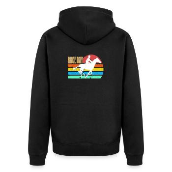 Jour de course Rétro Cheval de course Piste Jour de la fierté - Veste à capuche bio Premium Unisexe - noir - Dos - Nico (187cm)
