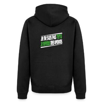 Ich bin nicht stur - Unisex Premium Bio Zip Hoodie - Schwarz - Hinten - Nico (187cm)
