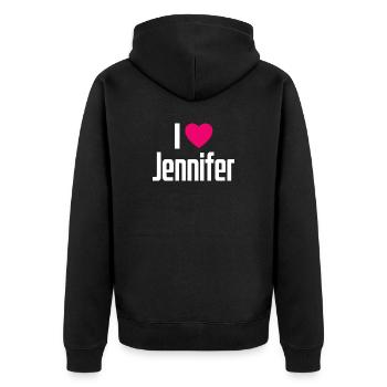 I Love Jennifer Pinkes Herz Ich liebe Jennifer - Unisex Premium Bio Zip Hoodie - Schwarz - Hinten - Nico (187cm)