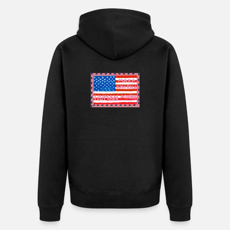MAKE_AMERICA_HUMAN_AGAIN-_A5 - Unisex Premium Bio Zip Hoodie - Schwarz
