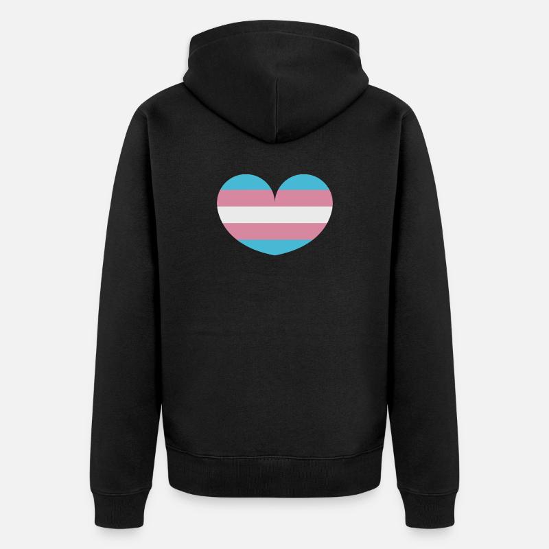Drapeau trans heart - Veste à capuche bio Premium Unisexe - noir