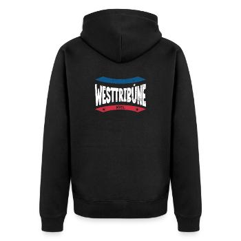 Kiel Stadium West Stand Hoodie, Shirt, Bag - Unisex Premium Organic Zip Hoodie - black - Back - Nico (187cm)