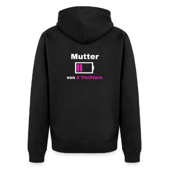 Mutter Tochter Spruch Stolz Mama 2 Kinder Geschenk - Unisex Premium Bio Zip Hoodie - Schwarz - Hinten - Nico (187cm)