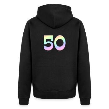 50, Gradient Pastel, Number Motif - Unisex Premium Organic Zip Hoodie - black - Back - Nico (187cm)