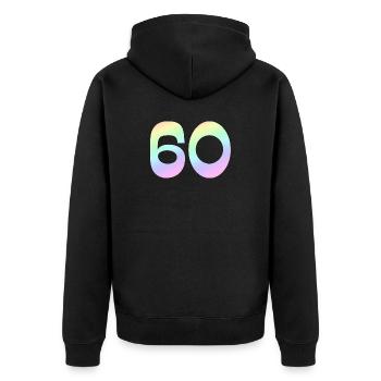 60, Gradient, Pastel - Unisex Premium Organic Zip Hoodie - black - Back - Nico (187cm)