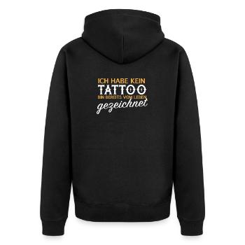 Kein Tattoo, vom Leben gezeichnet - Unisex Premium Bio Zip Hoodie - Schwarz - Hinten - Nico (187cm)