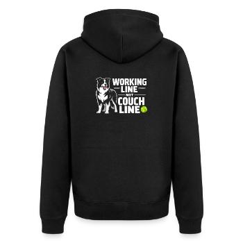 Working line instead of sofa | Border Collie - Unisex Premium Organic Zip Hoodie - black - Back - Nico (187cm)
