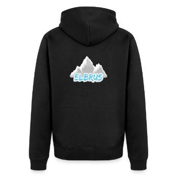 Geschenk für Elbrus - Unisex Premium Bio Zip Hoodie - Schwarz - Hinten - Nico (187cm)