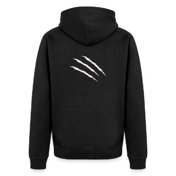 krallen_scars - Unisex Premium Bio Zip Hoodie - Schwarz - Hinten - Nico (187cm)