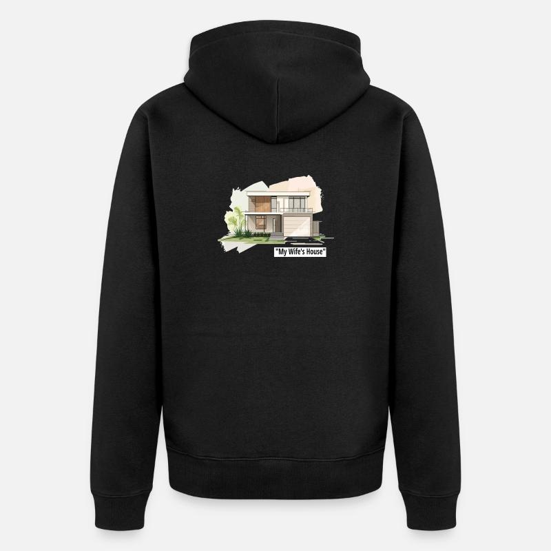 Ultramoderne Familienhausillustration - Unisex Premium Bio Zip Hoodie - Schwarz