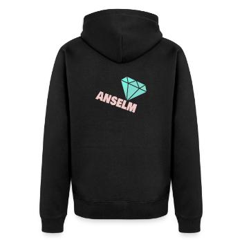 Diamant Anselm - Unisex Premium Bio Zip Hoodie - Schwarz - Hinten - Nico (187cm)