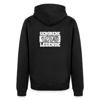1975 - Unisex Premium Bio Zip Hoodie - Schwarz - Hinten - Nico (187cm)