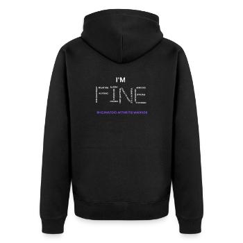 Rheumatoid Arthritis Warrior - I'm Fine - Unisex Premium Organic Zip Hoodie - black - Back - Nico (187cm)