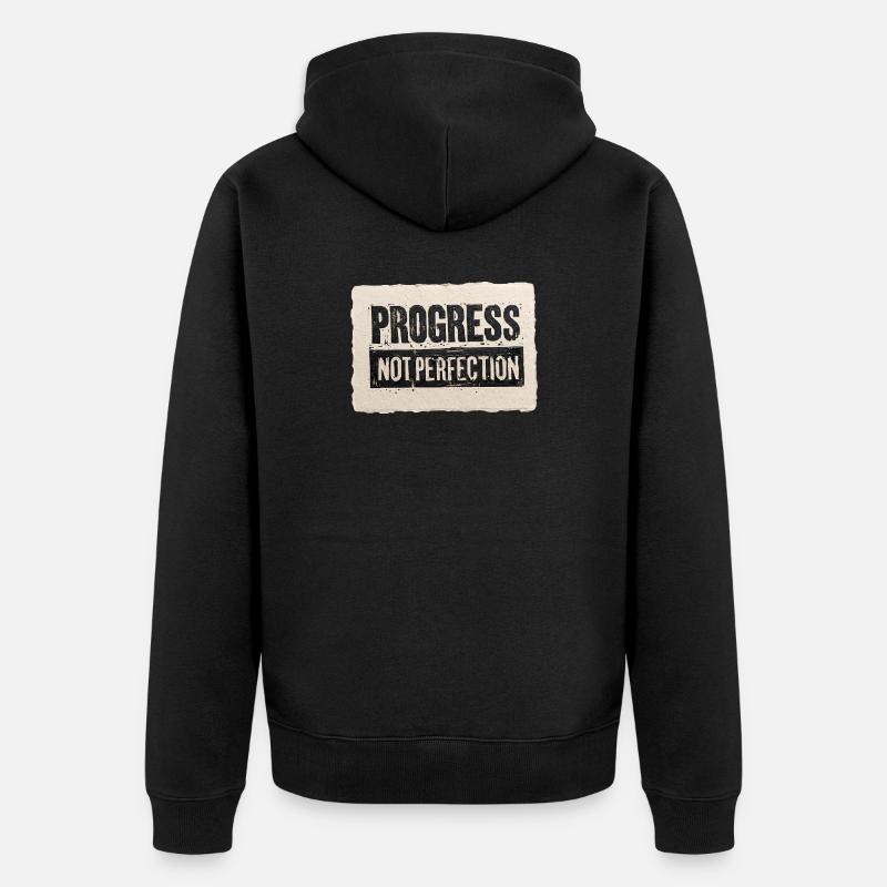 Progress-not-perfection - Unisex Premium Bio Zip Hoodie - Schwarz