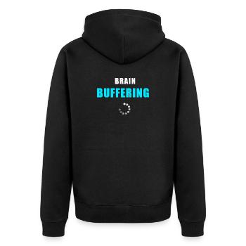 Brain Buffering Shirt - lustig Overthinking Shirt - Unisex Premium Bio Zip Hoodie - Schwarz - Hinten - Nico (187cm)