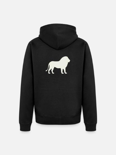 Lion silhouette on cream - Unisex Premium Organic Zip Hoodie - black