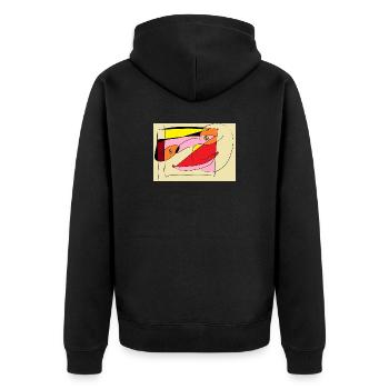 ibu - Unisex Premium Organic Zip Hoodie - black - Back - Nico (187cm)