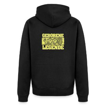 Geborene 1993 Legende - Unisex Premium Bio Zip Hoodie - Schwarz - Hinten - Nico (187cm)