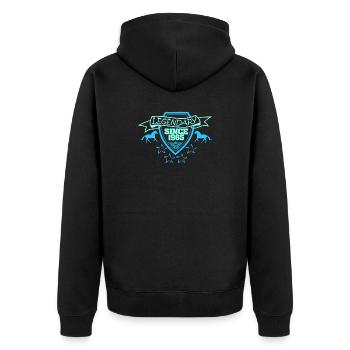 Reiten 1965 - Unisex Premium Bio Zip Hoodie - Schwarz - Hinten - Nico (187cm)