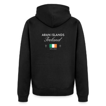 Îles Aran Coordonnées Irlande Souvenir de voyage - Veste à capuche bio Premium Unisexe - noir - Dos - Nico (187cm)