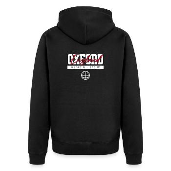 Oxford England Koordinaten Reise Souvenir - Unisex Premium Bio Zip Hoodie - Schwarz - Hinten - Nico (187cm)