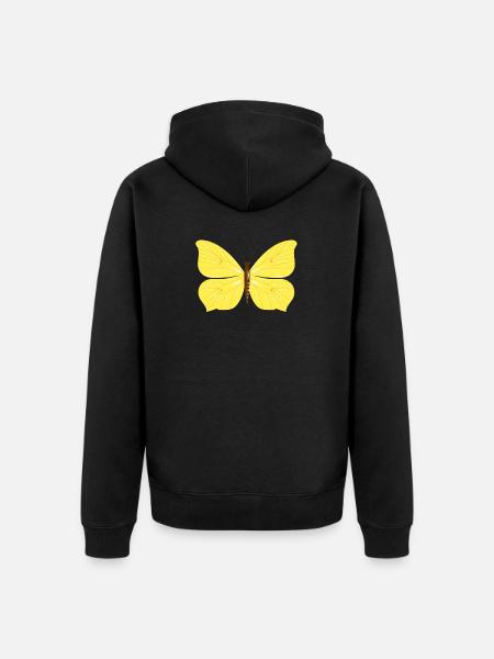 Sitruunaperhonen perhonen käsin piirretty - Premium unisex luomu-huppari vetoketjulla - musta