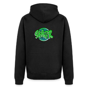 Skater - Unisex Premium Bio Zip Hoodie - Schwarz - Hinten - Nico (187cm)