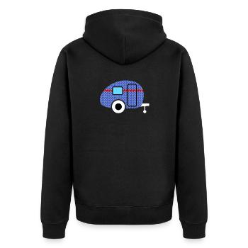 Caravane Tricot Motif Caravane Camping Hiver - Veste à capuche bio Premium Unisexe - noir - Dos - Nico (187cm)
